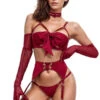 Bow Bra And Garterbelt Set