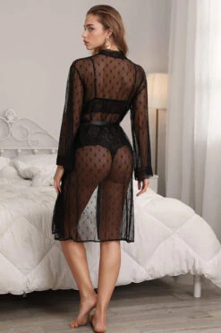 French Dot Mesh Bridal Robe And Bra Set -3 Wish Sexy Shop qvhlJ7ULdrBpOkEd