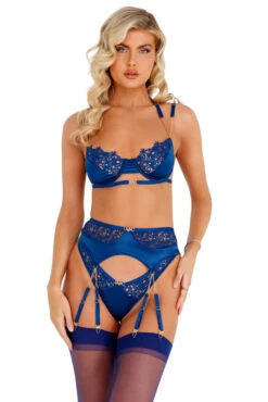 Embroidered Lace And Satin Bra Set