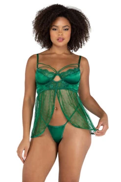 Jewel Tone Satin And Lace Babydoll -3 Wish Sexy Shop rcli461 eg front