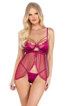 Jewel Tone Satin And Lace Babydoll -3 Wish Sexy Shop rcli461 red 20fuchsia front 31b0fe57 0756 4e54 9317 2c02d488856c