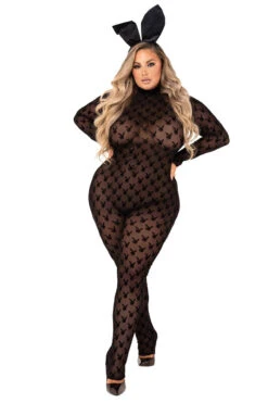 Plus Size Sheer Playboy Bunny Bodysuit