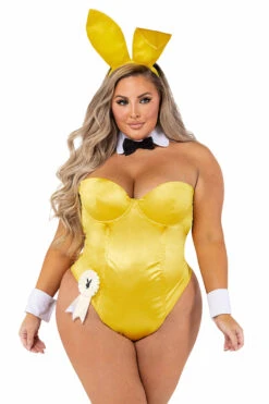 Plus Size Classic Playboy Bunny Costume -3 Wish Sexy Shop rcpb127x yellow front 2