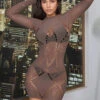 Brown Seamless Geo Net Chemise