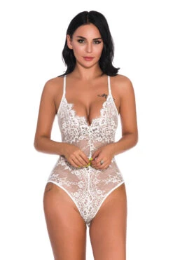 Lucky Lace Teddy -3 Wish Sexy Shop w1229 white front 1