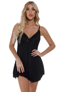 Blissful Babydoll Set -3 Wish Sexy Shop w1685 black front 3