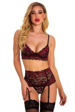 Scalloped Lace Bra Set 18 Scalloped Lace Bra Set -3 Wish Sexy Shop w1745 wine red front 2
