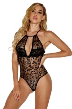 Swirl Mesh Keyhole Teddy 6 Swirl Mesh Keyhole Teddy -3 Wish Sexy Shop w1905 black front 2