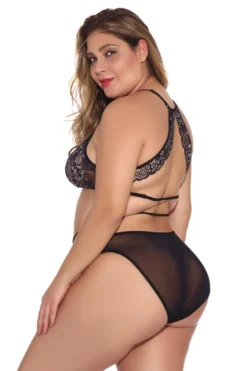 Metallic Keyhole Bra Set 11 Metallic Keyhole Bra Set -3 Wish Sexy Shop w3567 black back