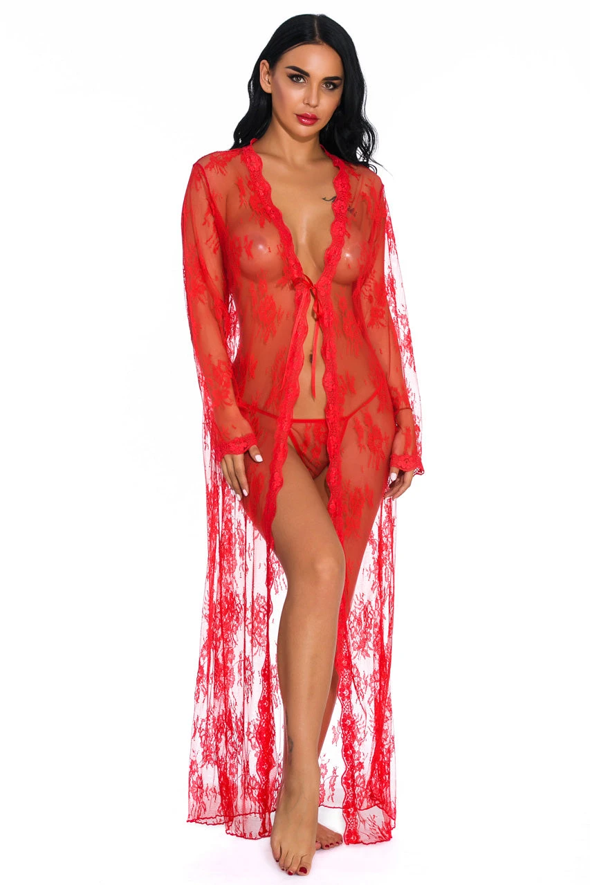 Long Lace Flyaway Robe 11 Long Lace Flyaway Robe - Image 11