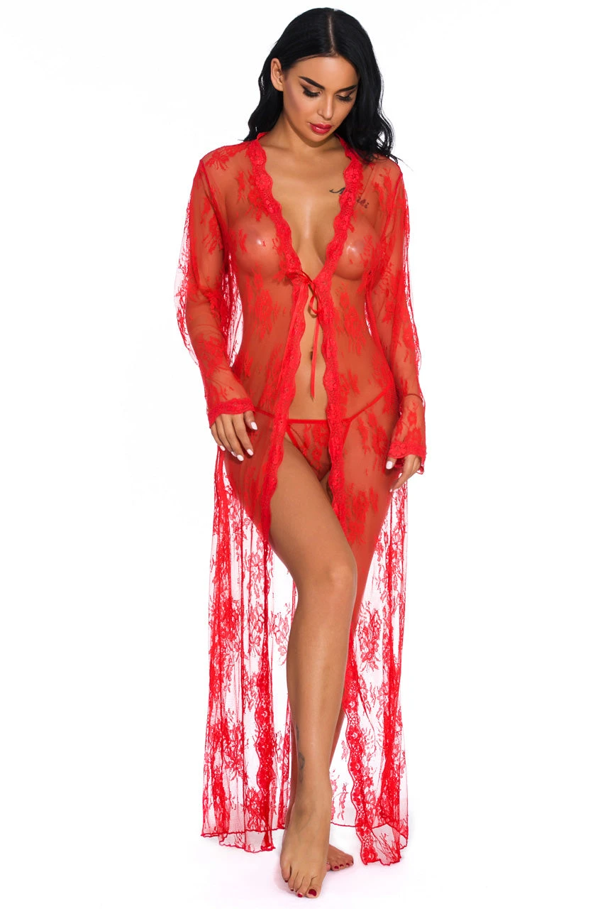 Long Lace Flyaway Robe 7 Long Lace Flyaway Robe - Image 7