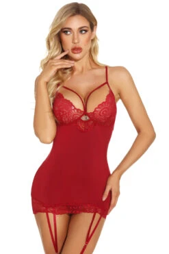 Feather Lace Chemise -3 Wish Sexy Shop w3865 wine red front 2 26715b80 635c 4ddd aecb 08fa5c90cf70