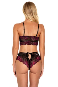 Lacy Contrast Bra Set -3 Wish Sexy Shop w4006 wine red back