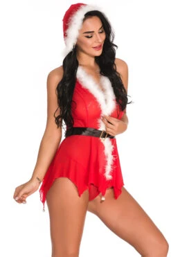 Hooded Santa Lingerie Babydoll 13 Hooded Santa Lingerie Babydoll -3 Wish Sexy Shop w6114 red front 4