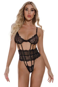 Cage Me In Teddy -3 Wish Sexy Shop w8501 black front 2
