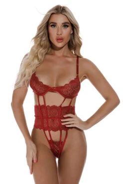 Cage Me In Teddy -3 Wish Sexy Shop w8501 wine red front 3