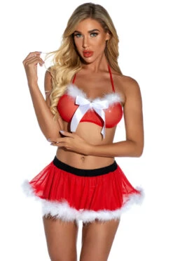 Christmas Cutie Bra Set -3 Wish Sexy Shop w9015 red front 1