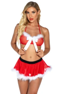 Christmas Cutie Bra Set -3 Wish Sexy Shop w9015 red front 3