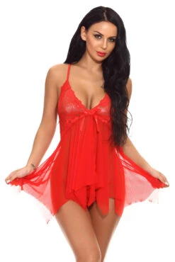 Mesh Handkerchief Babydoll -3 Wish Sexy Shop w964 red front 2