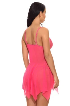 Mesh Handkerchief Babydoll -3 Wish Sexy Shop w964 rose pink back