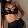 Mesh Harness Bra And Skirted Garter