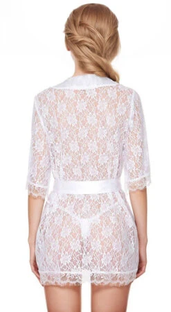 Lace Short Sleeve Lingerie Robe -3 Wish Sexy Shop yt0p0Vmg1ZdGkW9R